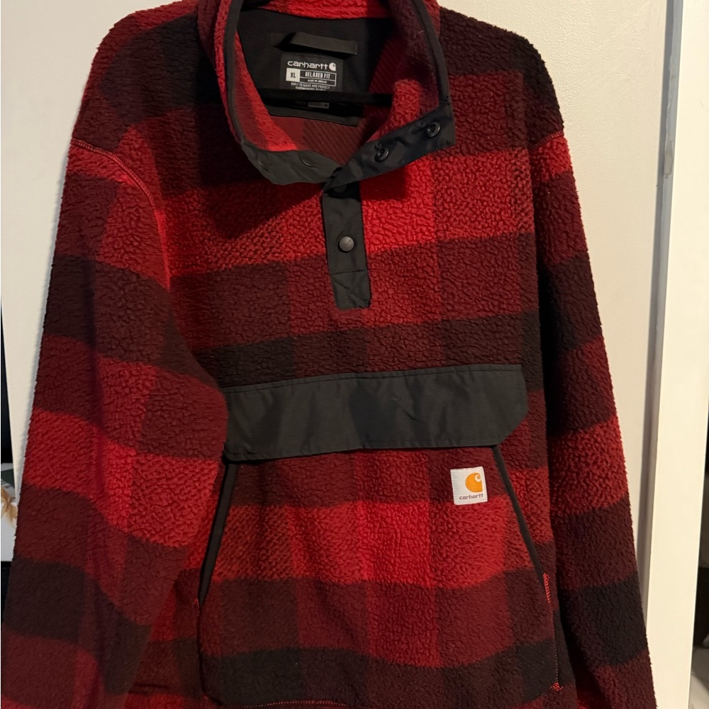 Carhartt Red and Black Crewneck Sweater